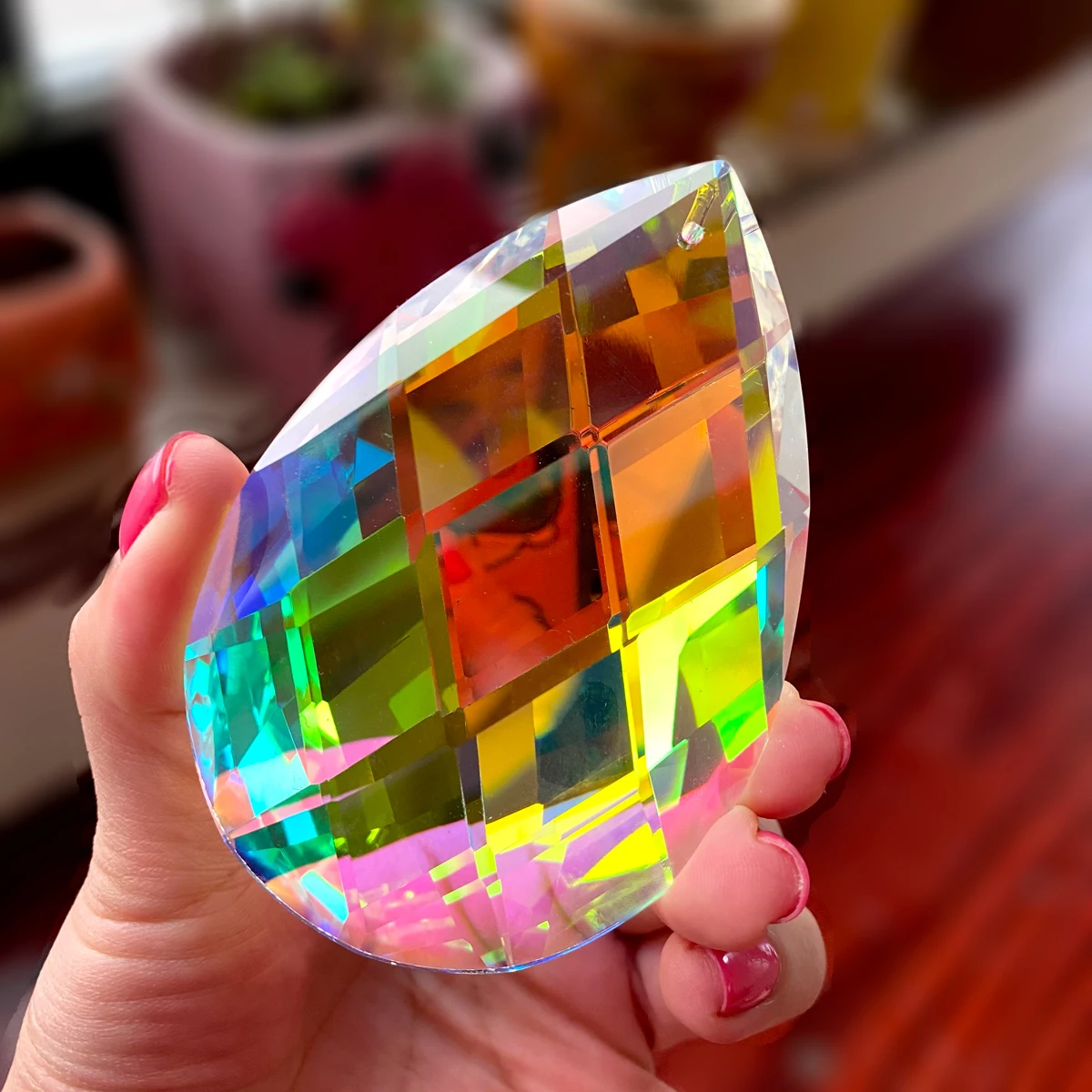 89mm Crystal Pendant Rainbow Maker Windows Hanging Glass Prism Suncatcher Faceted Chandelier DIY Wedding Home Garden Decor