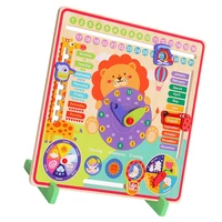 1 set of kids wooden clock educational toys clock learning kids education weather matching time cognitive toys