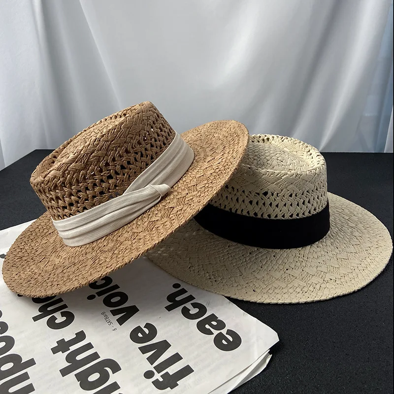 Шляпа Мужская/женская Соломенная с широкими полями, ковбойская Панама от солнца, с вырезами, для отдыха на открытом воздухе, модная однотонная, летняя