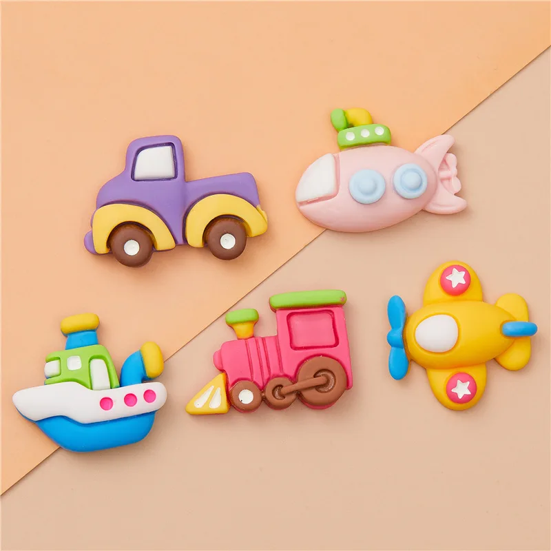 

2Pcs Cartoon Car train airp submarine Phone Shell Accessories Stationery Storage Box Brooch Hole Shoes DIY Jewelry Accessories