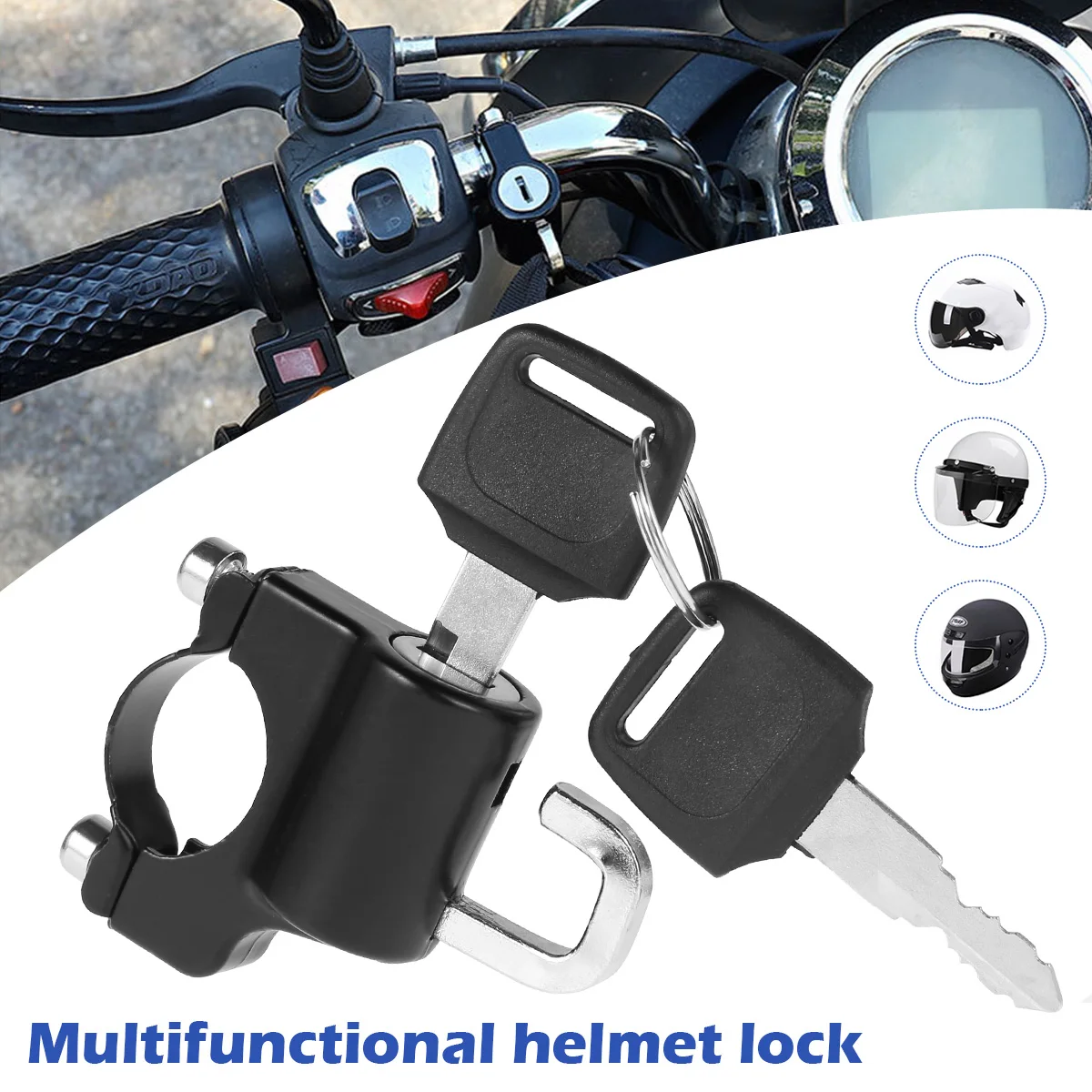 

Universal Motorcycle Helmet Lock Alloy Anti-Theft Security Helmet Lock Portable Lightweight Multifunctional Lock for Motorcycles