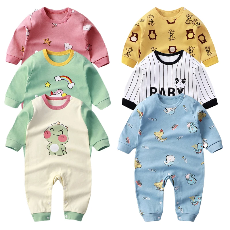 

Newborn Baby Spring Autumn Romoers Long Sleeve Ha Clothes Todder Baby Boys Girls Climbing Romoer Cartoon Dinosaur Print Jumpsuit