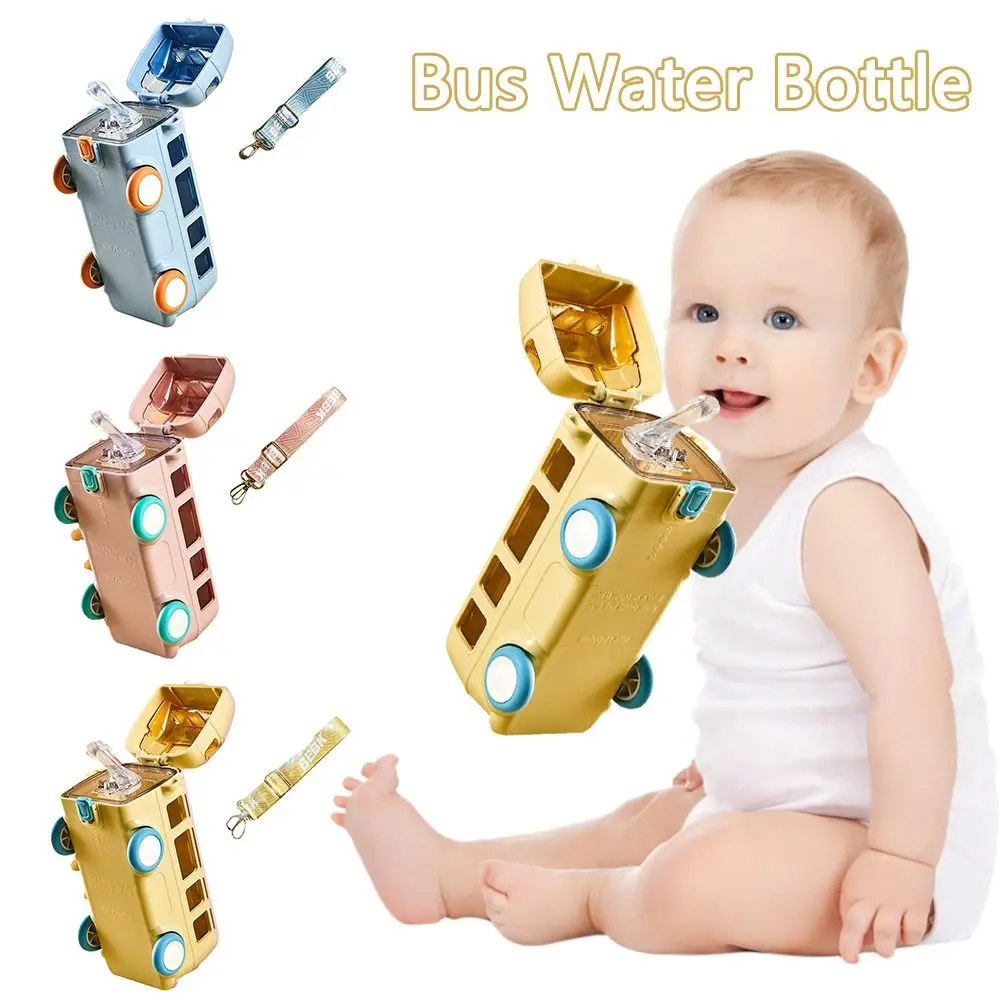 

New Creative Portable For Kids Bus Water Cups Drinking Bottle Toy Bus Water Bottle Car Straw Water Cup