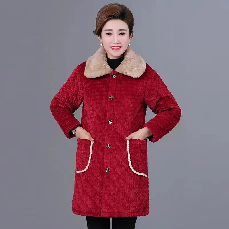New Winter Coat for Women Parkas Jackets Corduroy Cotton Jacket Thickening Plush Warm Korean Fashion Snow Coats