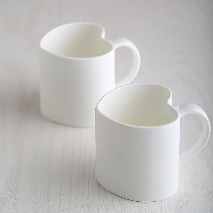 

2pcs 420ML Plain White Bone China Heart Mug Lovers Espresso Cups Porcelain Keep Cup Tasse Cafe Cute Tumbler Mug Coffe Cup
