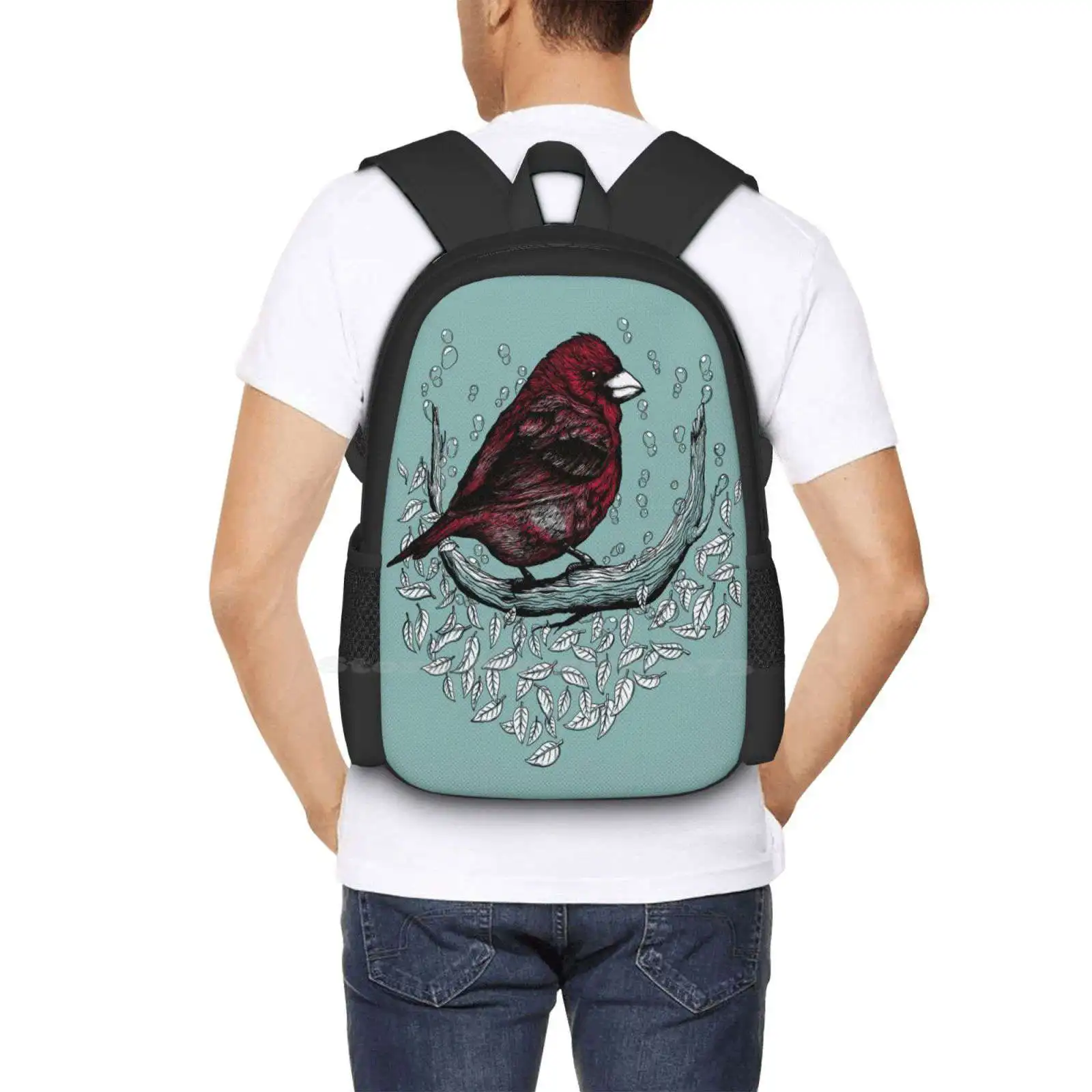 Bubbly Free Hot Sale Backpack Fashion Bags Finch Tree Bubbles Birdie Leaves images - 6