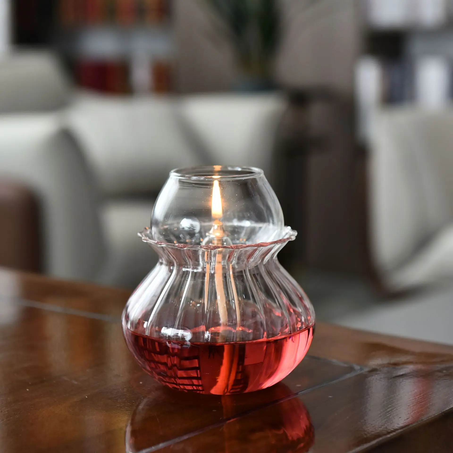 

New Glass Candlestick Oil Lamp Creative Transparent Handmade Retro Decoration Household Buddhist butter Lot Wedding Candles