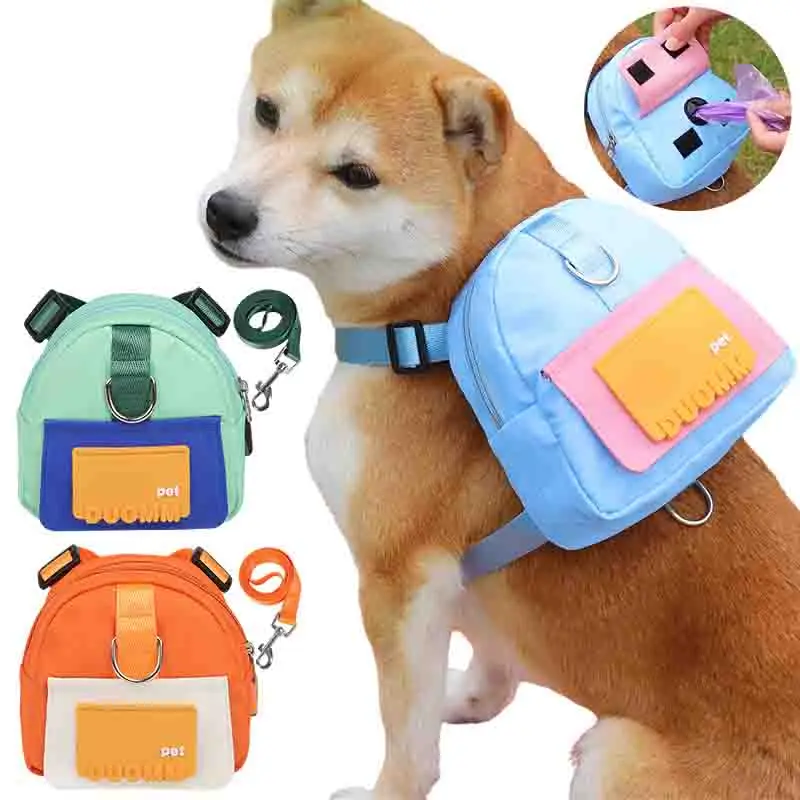

Multifunction Dog Backpack Large-capacity Pet Carrier Bag Storage Snack Portable Pet Traction Bag Outdoor Walking Dog Supplies
