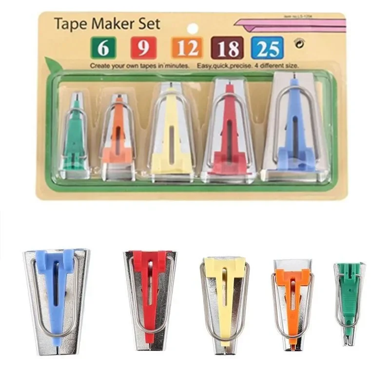 

Accessories Bias Tape Makers - 5 size 6mm 9mm 12mm 18mm 25mm bias binding Tool Sewing Quilting 5BB5589