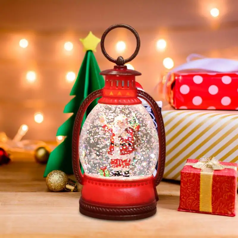 Световой снежный шар блестящий глобус Санта-Клауса с завитыми блестками внутри