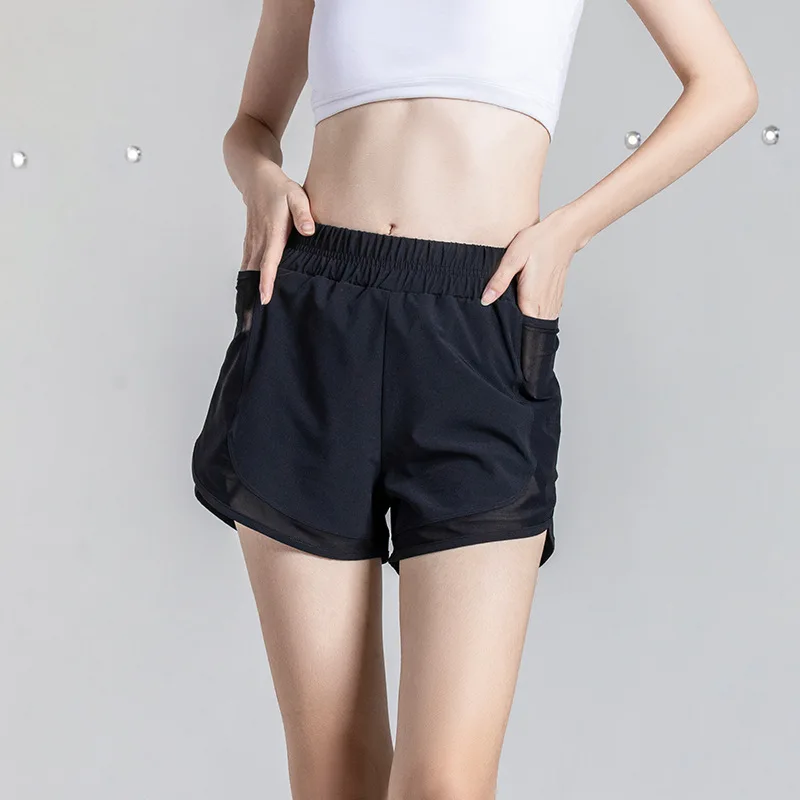 Casual Running Gym Shorts Women's Sports Shorts with Pockets Quick Dry Loose Shorts Female Yoga Exercise Training Sport Shorts