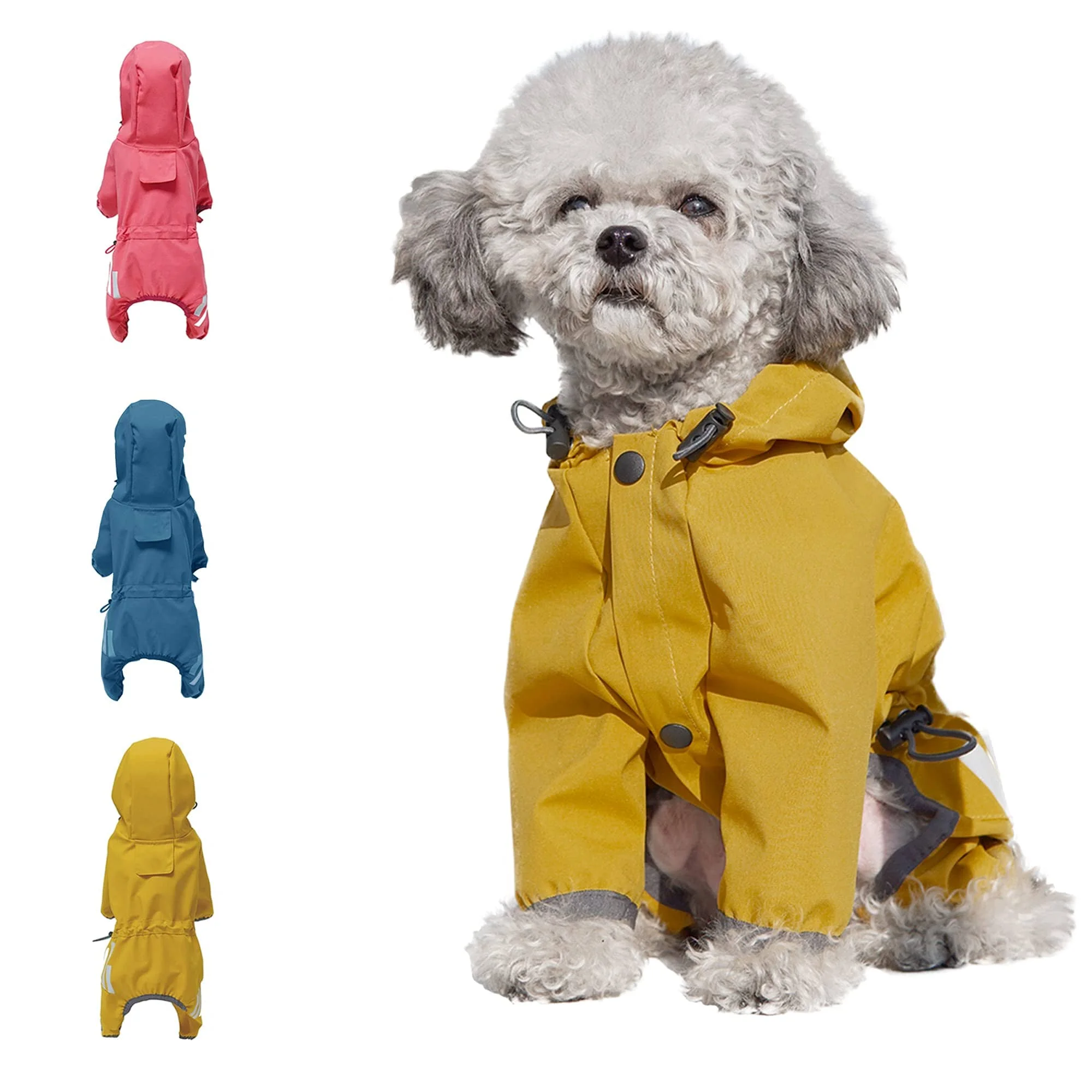 

ZOOBERS Dog Raincoat For Small Dog Reflective Puppy Rain Jacket Lightweight Raincoats Jumpsuit Reflective Water Resistant