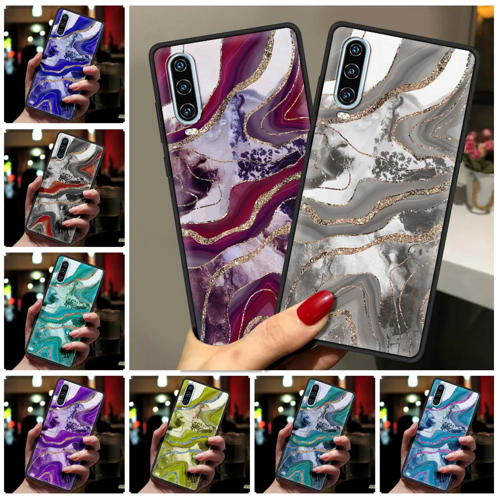 

Agate Marble Pattern Case For Huawei P50 P40 P30 Lite E P20 Pro Y9 Y7 Y6 2019 P Smart 2021 Z Y6p Y7a Y9s Phone Cover Funda Coque