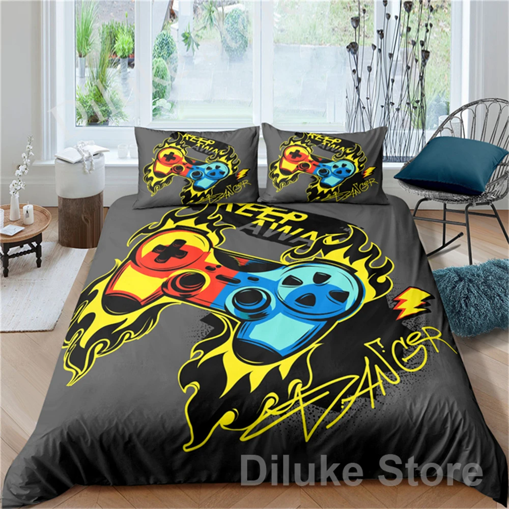 

Gamepad Bedding Set Queen Size Duvet Cover Creative Black Bed Comforter Cover Set Housse De Couette Bedclothes 2/3Pcs