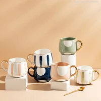 370ml nordic creative ceramic coffee cup home water milk mark mug gold inlaid couple cup holiday birthday gift office water mug