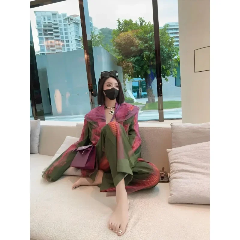 SuperAen 2024 Весна новое поступление корейский модный пиджак с принтом длинные брюки