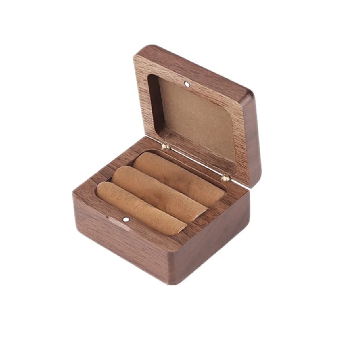 

Деревянная портативная коробка из черного ореха для хранения квадратных колец