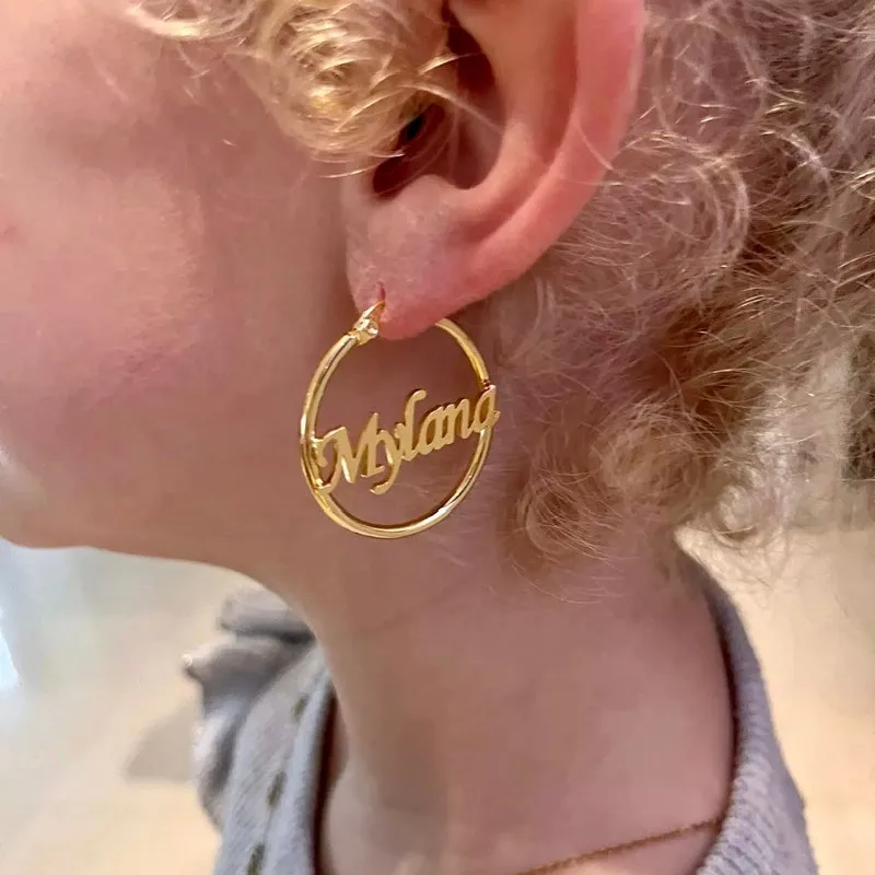 

Custom Name Hoop Earrings for Kids Stainless Steel Earrings Customized Personalized Earring for Girls Jewelry Gifts