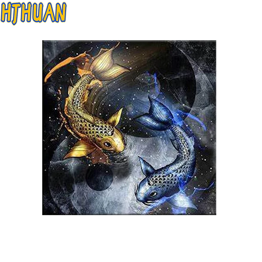 Full Square round Drill 5d Diamond Painting Cross Stitch Diy Diamond Embroidery Rhinestone Pisces Mosaic Home Decor child Gift