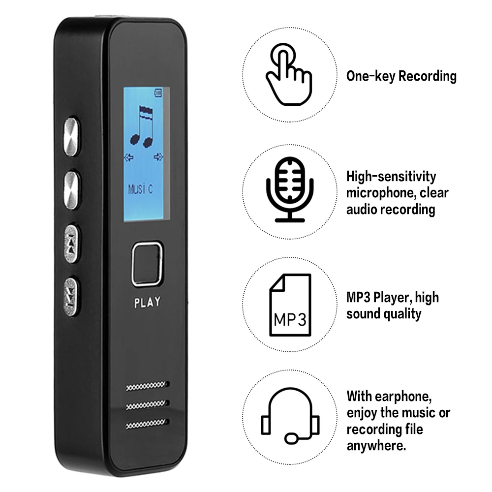 Digital Voice Recorder Recording Pen Audio Dictaphone MP3 Player USB for Meeting Continuous Recording for 20 Hours without Memor
