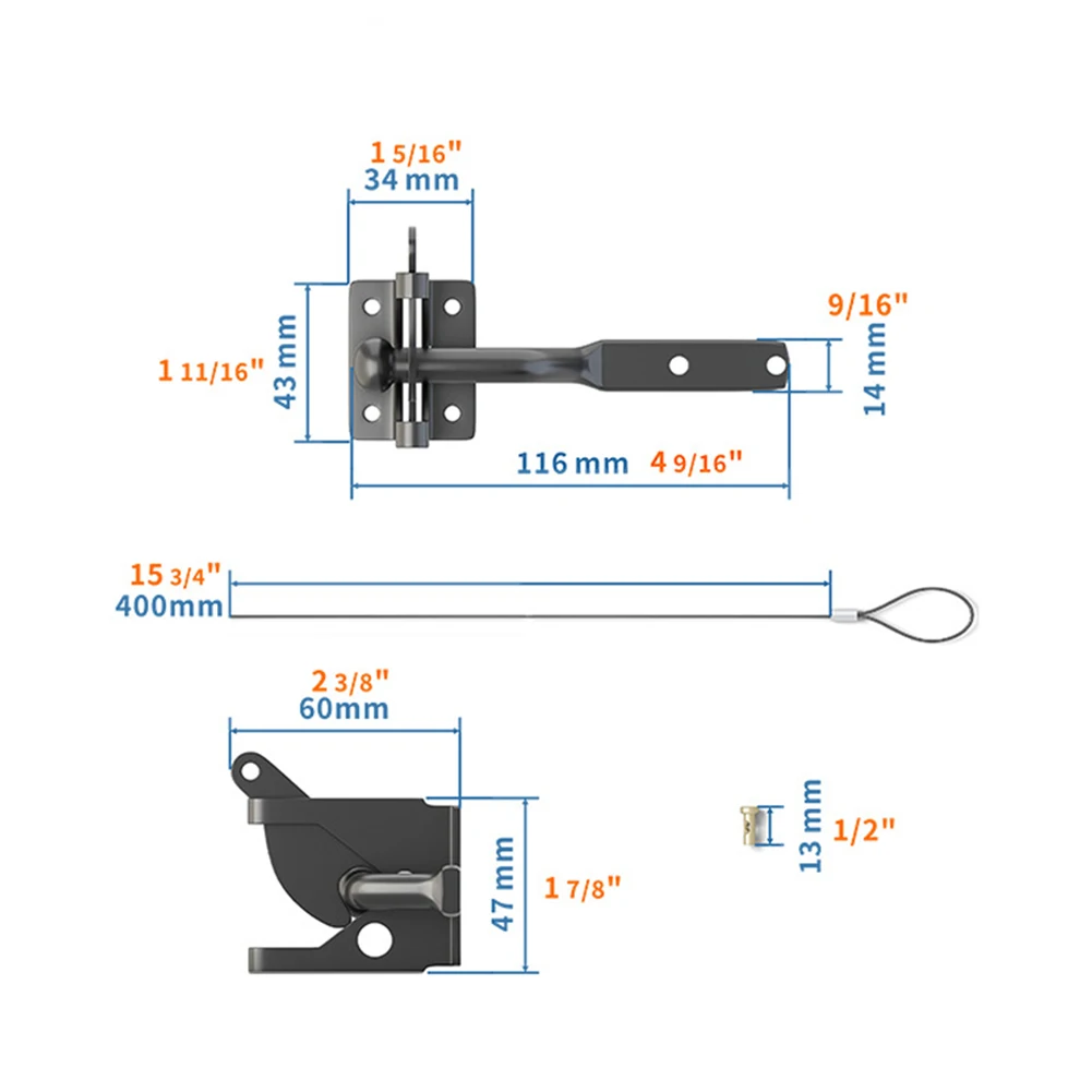 

Latch Gate Latch Fences Gate Gate Cable Pull Self Locking Yard Fences 1 Set Adjustable Carbon Steel Gravity Latch