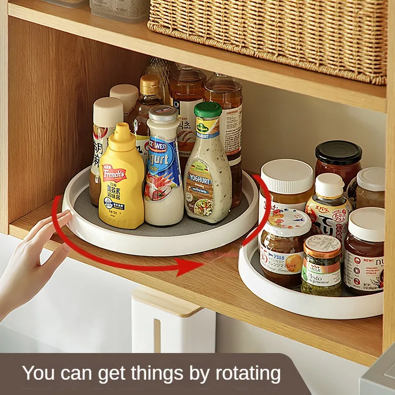 

Kitchen Rotatable Seasoning Storage Rack Condiment Oil Salt Sauce Vinegar Round Multi-functional Organize Storage Rack