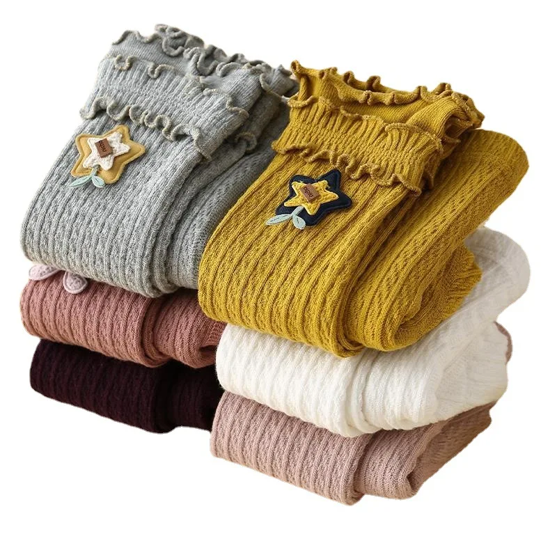 

Spring and summer children's tights fried dough twist three-layer girls 1-8 years old combed cotton comfortable cute baby pants