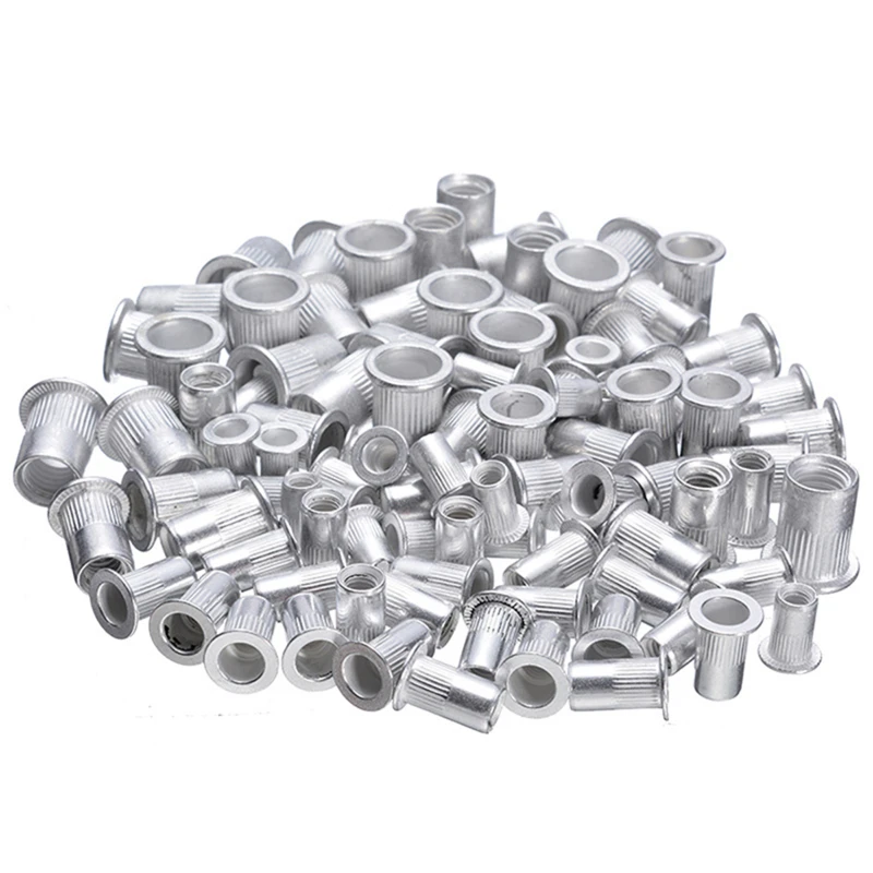 

100pcs Aluminum Rivet Nuts Kit Threaded Rivet Nut Inserts Rivnut Nutsert M3 M4 M5 M6 Mixed Kit Set Repairing Tools