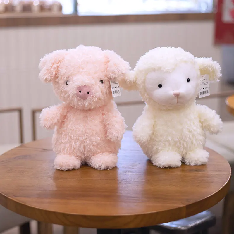 

Cute Fluffy Hair UK Style Pink Pig Lamb Plush Toy Stuffed Cartoon Animals Piggy Yellow Chick Bunny Baby Plushies Dolls for Kids