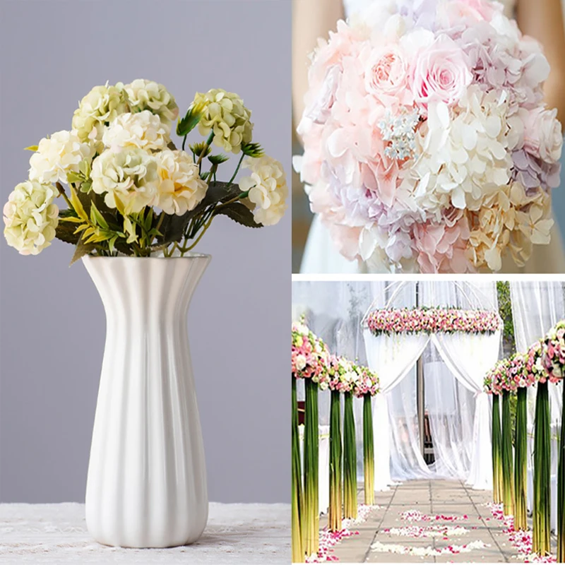 

10 Heads Hydrangea Wedding Artificial Flowers 5 Branches Fake Flower Bouquet for Home Table Centerpiece Party Wedding Decoration