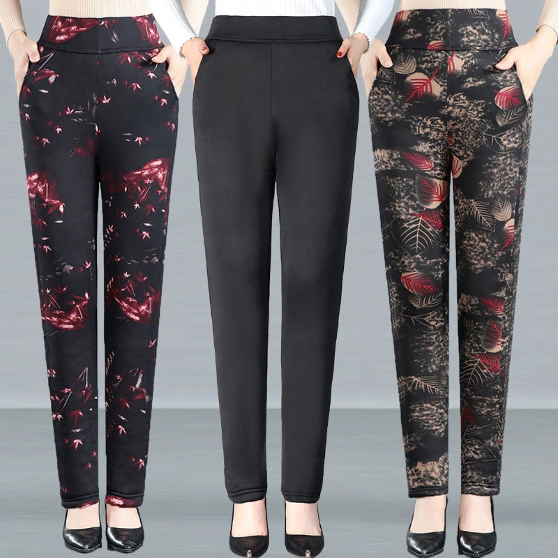 

Women Down Pants Female Thicken Slim Warm High Waist Straight Cotton Pants Ladies Casual Cotton Pants Padded Quilted Pants G496