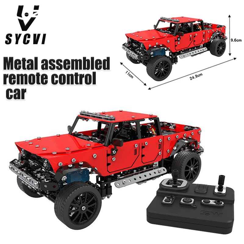 

Metal building blocks, pickup truck, assembling alloy excavator robot with power system, remote control toy