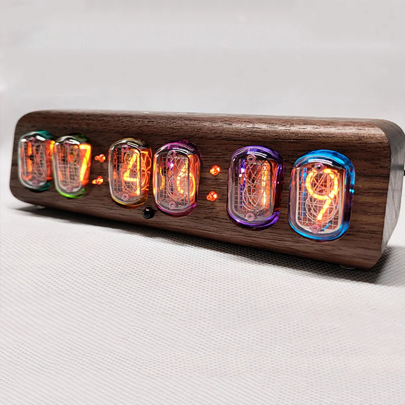 Роскошные Настольные Цифровые часы Nixie в стиле ретро тихий черный орех