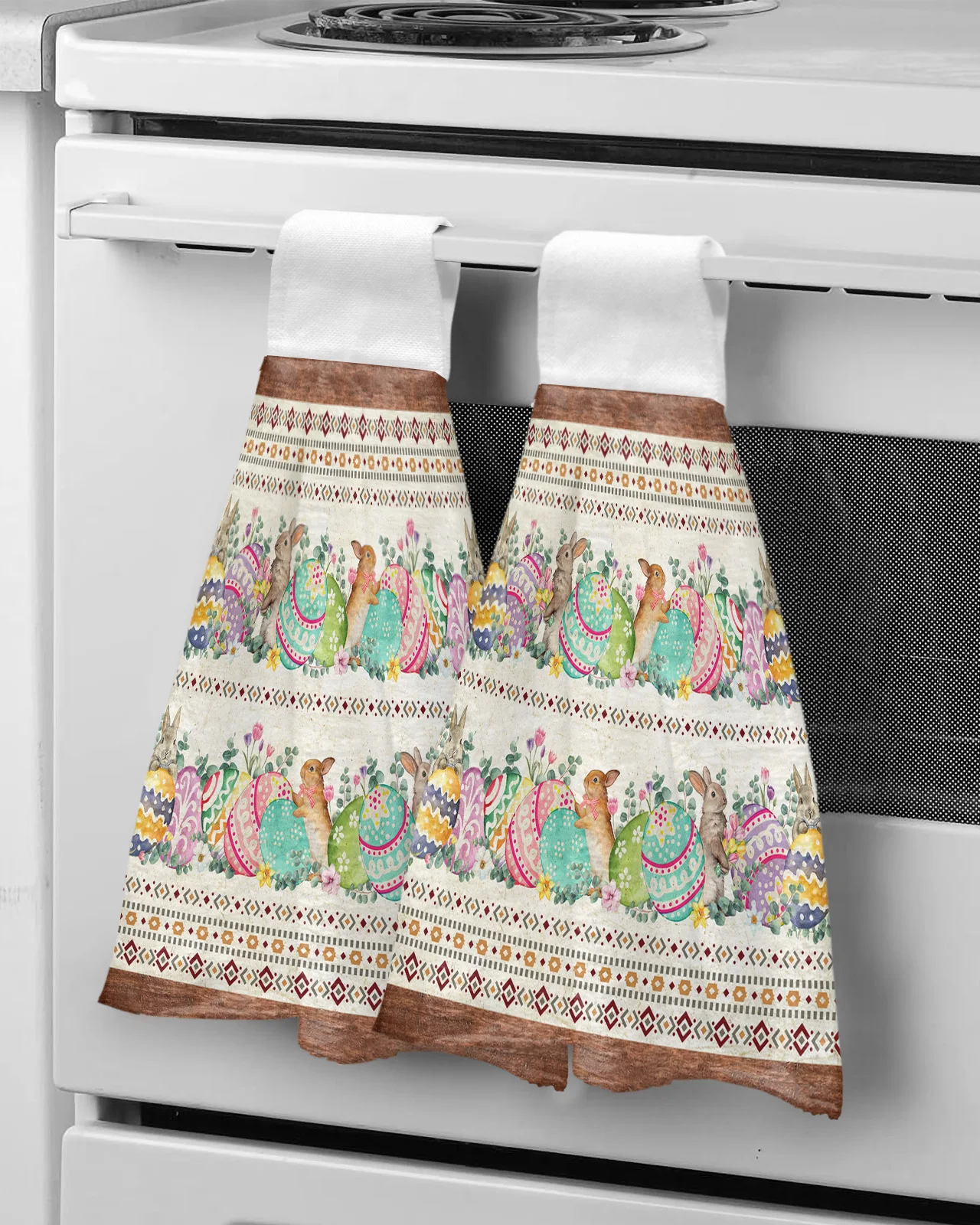 

Пасхальное весеннее полотенце с изображением цветов, кроличьих яиц, полотенце для рук, впитывающее полотенце для кухни, ванной, подвесное п...