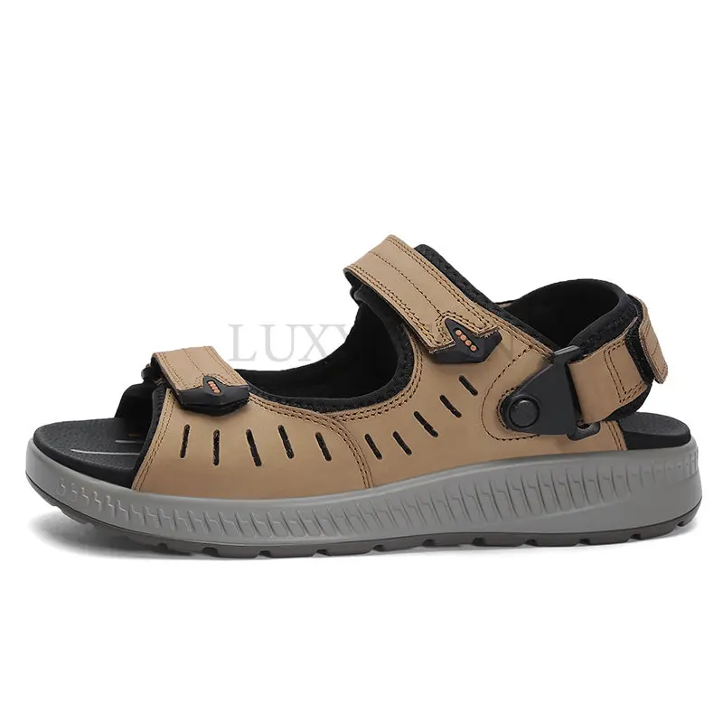 

High Quality Outdoor Genuine Leather Sandals Men Shoes Hiking Comfortable 2023Summer Male Men's Casual Beach Sandalias