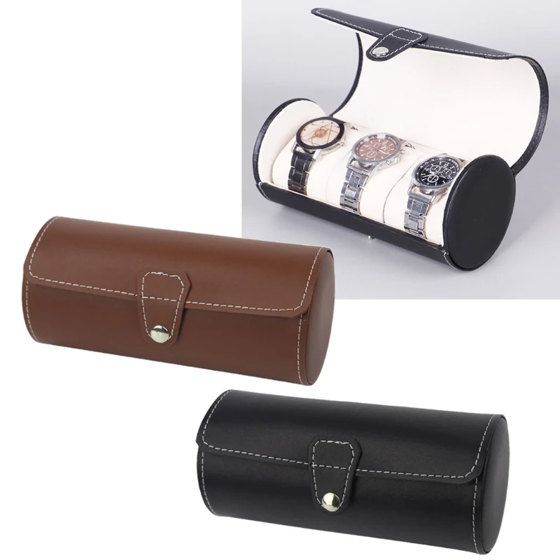 Luxury 3-slots Watch Roll Travel Case Microfiber PU Leather Watch Storage Organizer Storage with Innovative Gift for Men