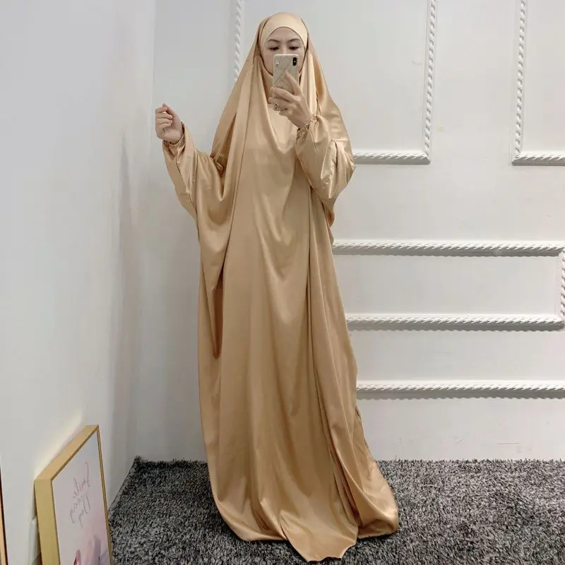 

Мусульманский цельный молитвенный хиджаб Рамадан одежда Jilbab Женская абайя с капюшоном полное покрытие Jilbab Niqab мусульманский Дубайский скр...