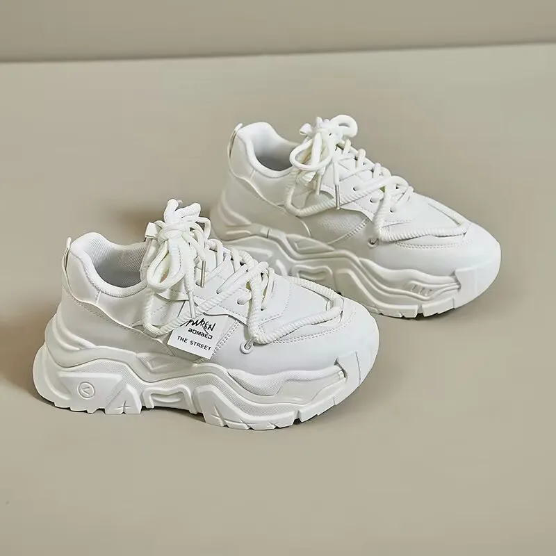 Массивные женские кроссовки Вулканизированная подошва на шнуровке Повседневная