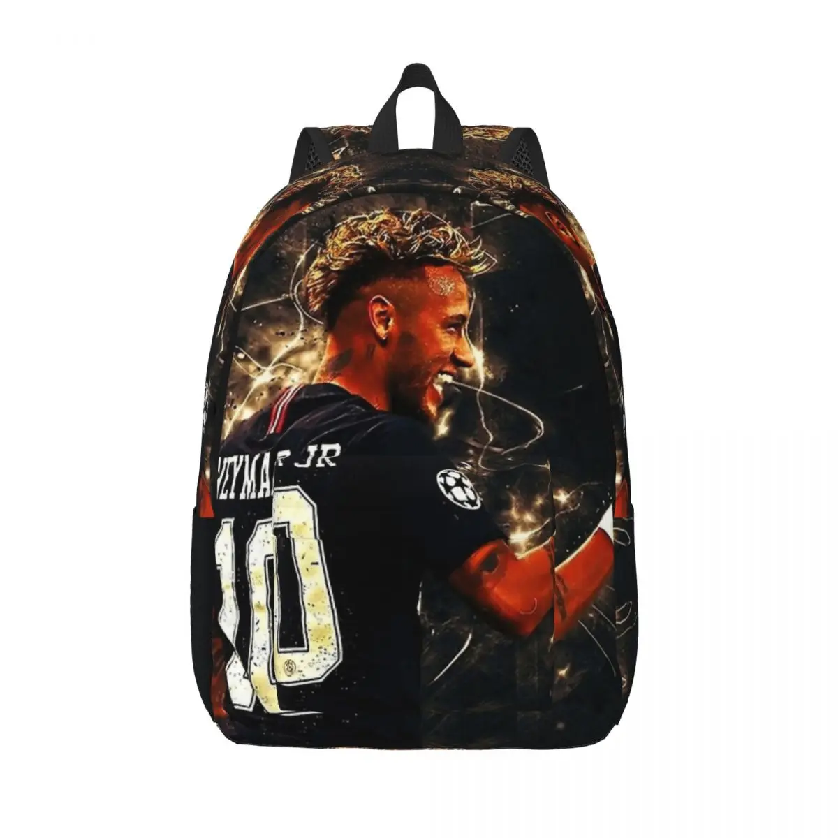 

Gold Light Football-Star-Neymar Backpack for Men Women Teenage High School Hiking Travel Daypack Soccer Laptop Canvas Bags