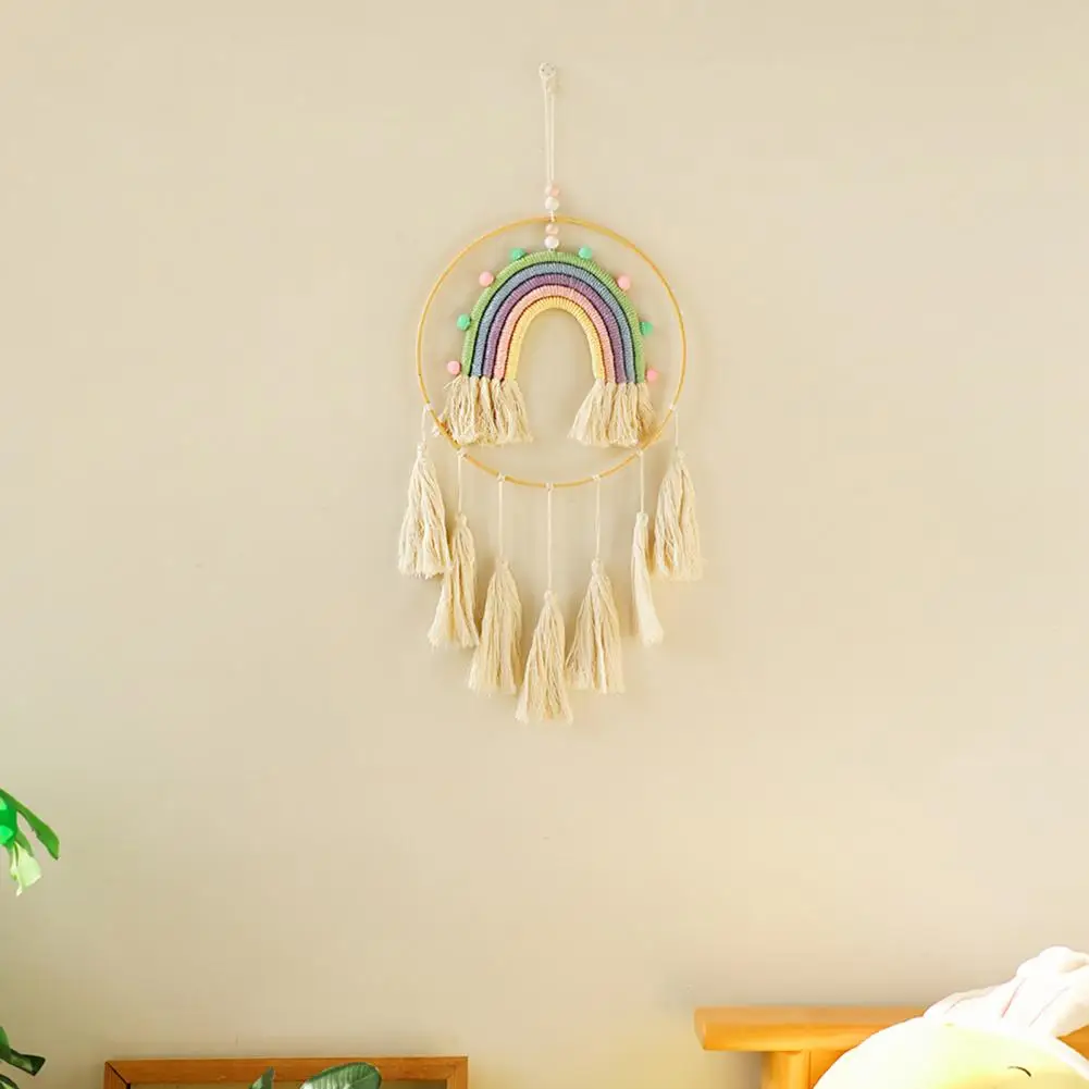 

Hanging Decoration Nursery Wall Decor Vibrant Handmade Rainbow Ornaments with Tassels Diy Wall Hangings Background for Colorful