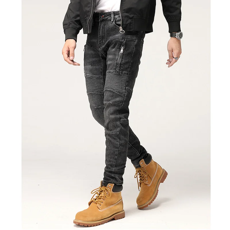 Streetwear Men 2022 Fashion  New Pattern Recreational Black Pants Elastic Force Self-cultivation Comfortable Jeans Autumn Female