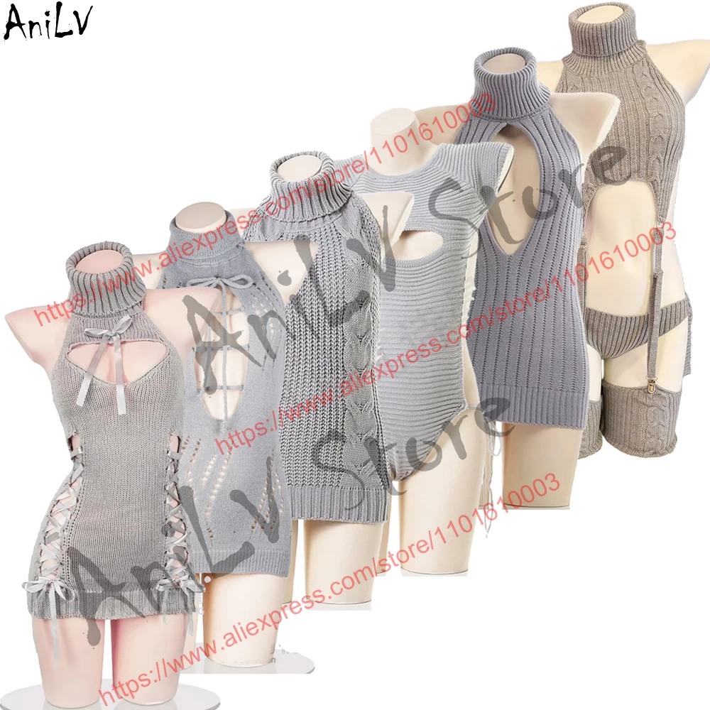AniLV теплый сезонный свитер серии водолазка вязаное платье с лямкой на шее