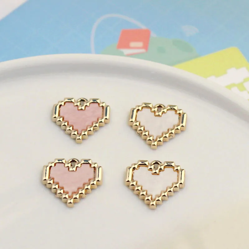 

10pcs Diy Accessories Fashion Mosaic Love Ins Hip Hop Drop Earrings Female Alloy Pixel Love Pendant Charms For Jewelry Making