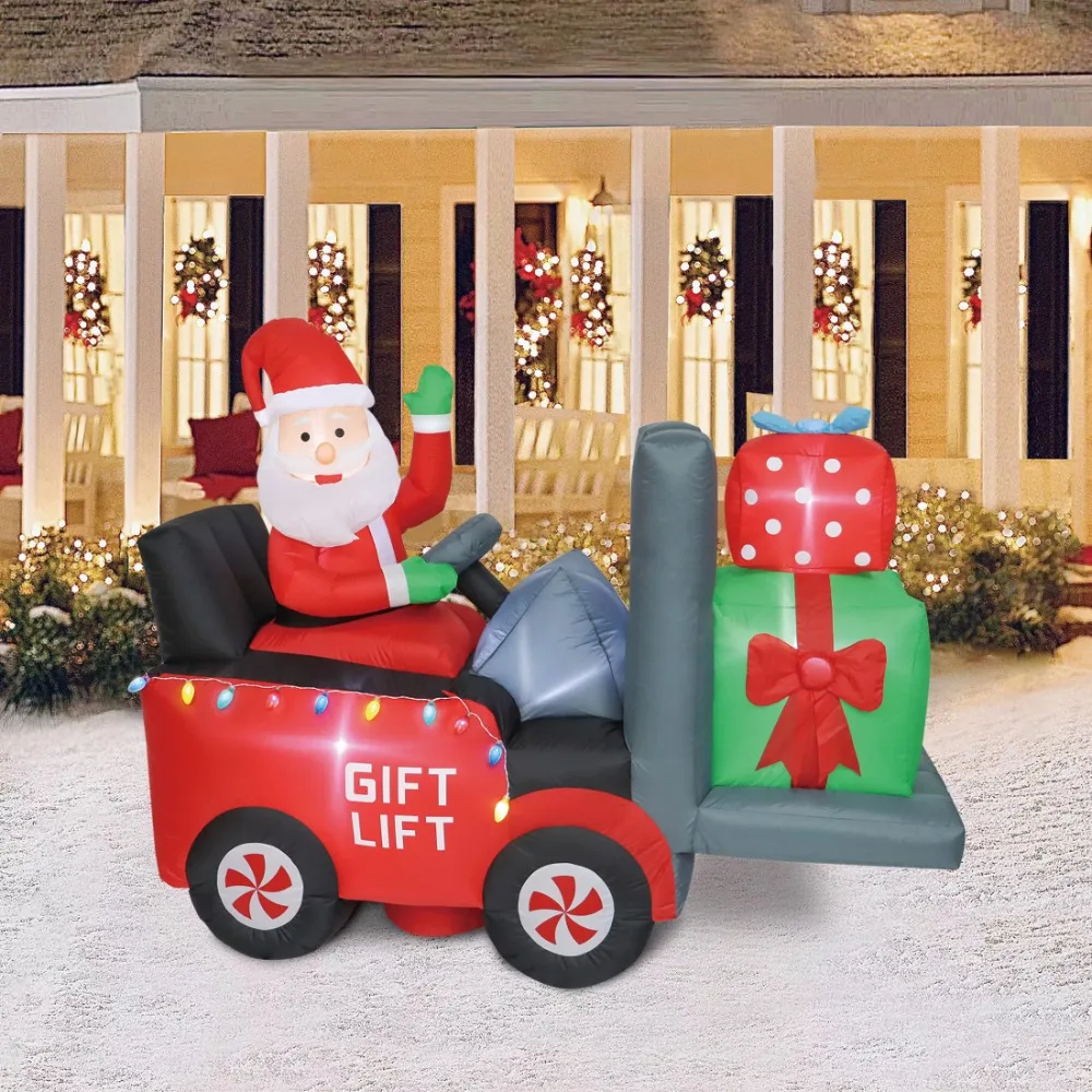 

Christmas Gift 6.5 Ft Santa In Gift Lift Truck Yard Inflatable With Flashing C7 Lights Free Shipping Decorations Decoration Home