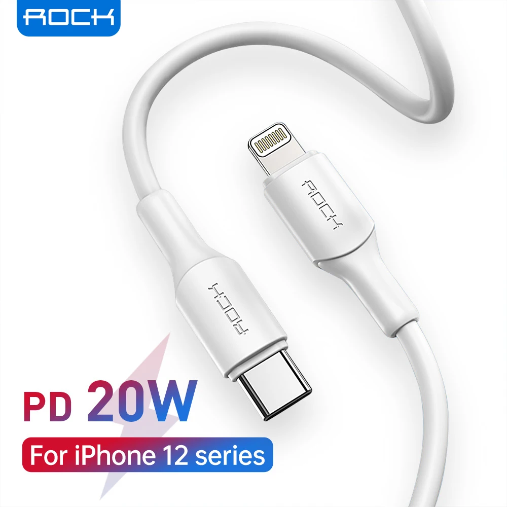 

ROCK 20W PD USB C Cable For iPhone 13 12 Pro Max Fast Charge USB C to Lighting Cable Data Wire Cord Phone Charger Type C Cable