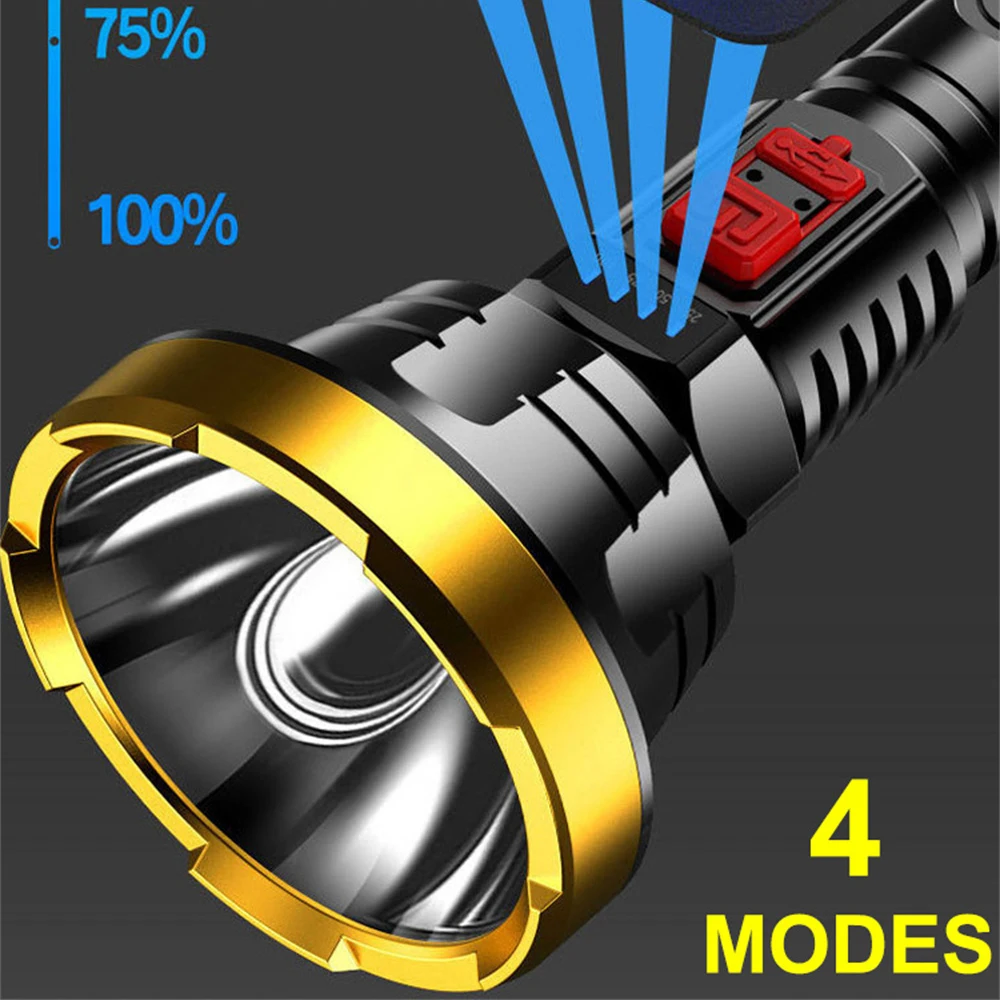 

Plastic Strong Light Flashlight Four Speed Real-time Power Display Battery Status Upgrade The Big Halo Unlimited Lighting Range