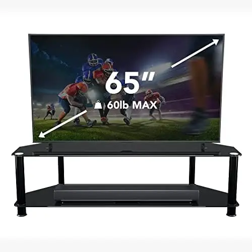 

TV Stand with Cable Management for up to 65-inch TVs, Chrome Legs, Clear Glass Cable organiser Cable clips Cable management Cabl