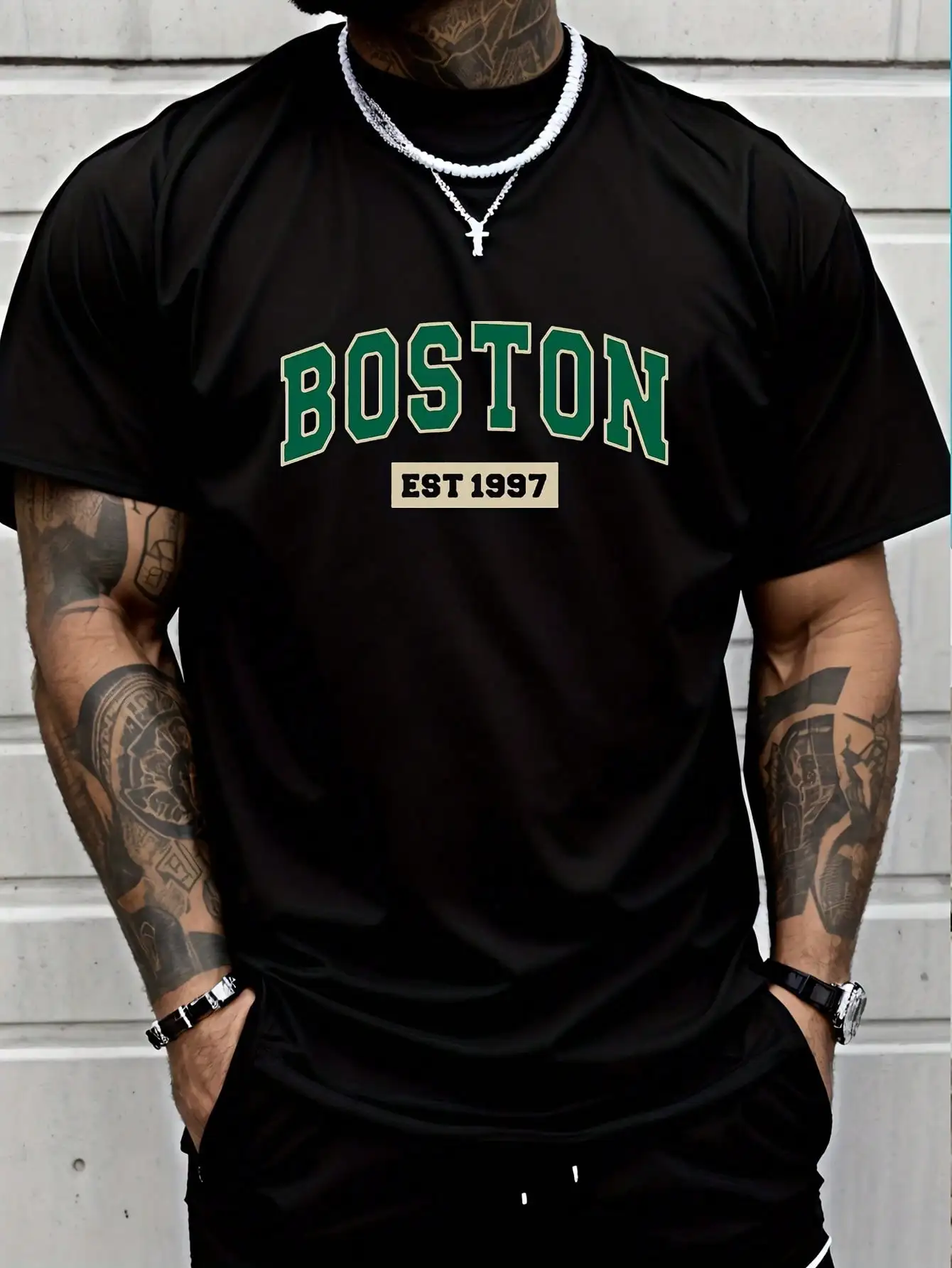 Фото CLOOCL BOSTON EST 1997 Хлопковые футболки с принтом, мужские летние повседневные футболки с короткими рукавами, топы унисекс №1