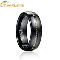 bonlavie 8mm black opal dome tungsten carbide ring wedding band for mencomfort fit rings engagement jewelry gift good quality