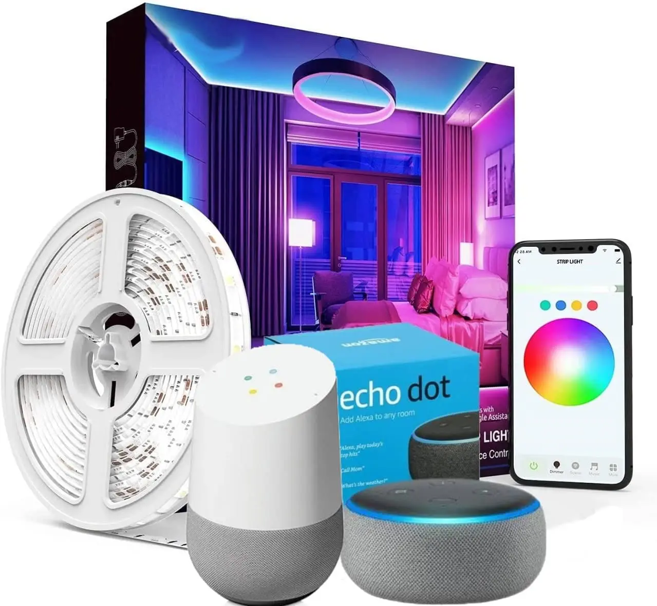 

2023 casa inteligente Fita de Led Inteligente Wifi RGB Colorida sem fio 5M - Compatível Com Alexa e com OK Google Home